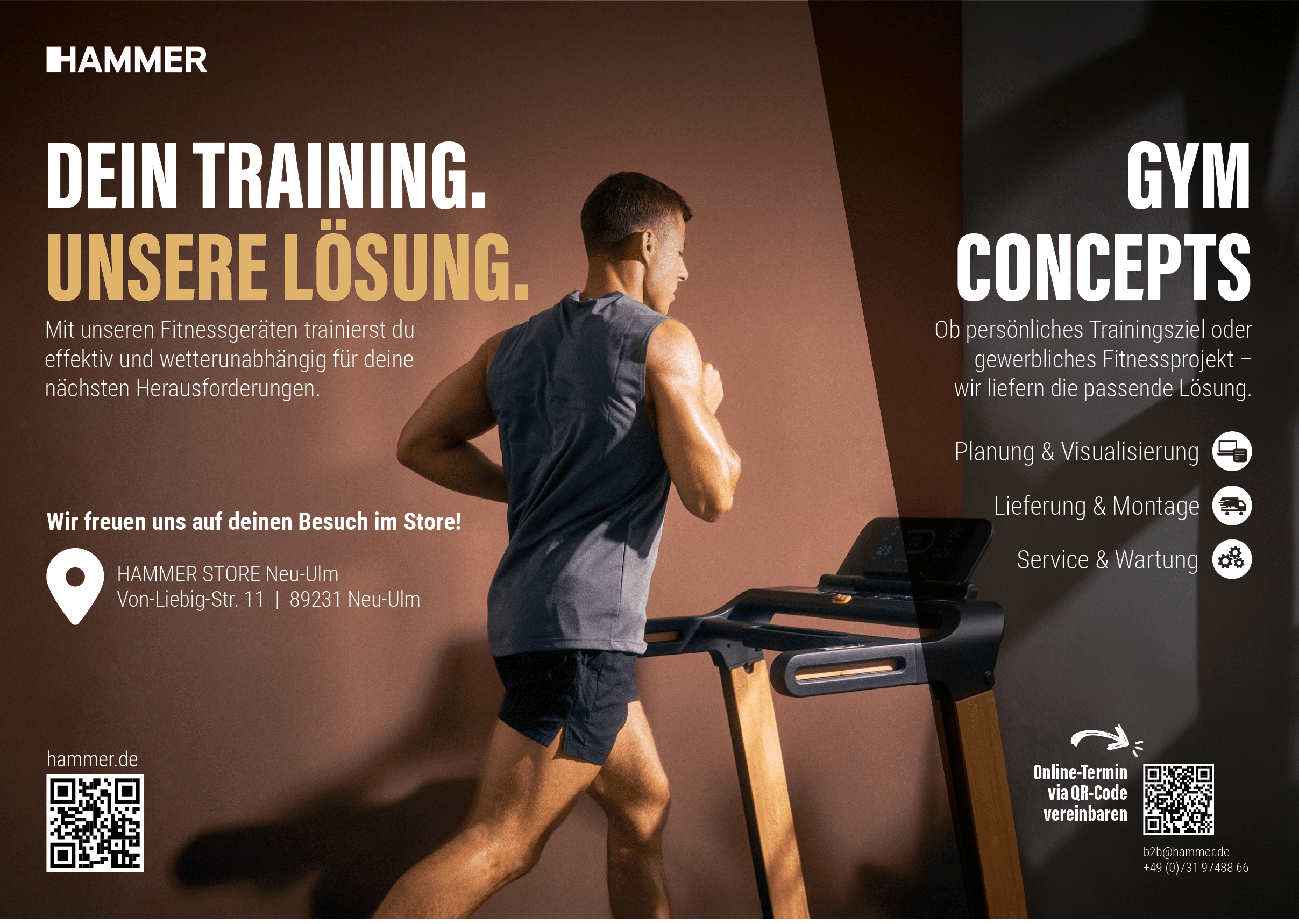 A man is running on a treadmill. Beschreibung von KI generiert