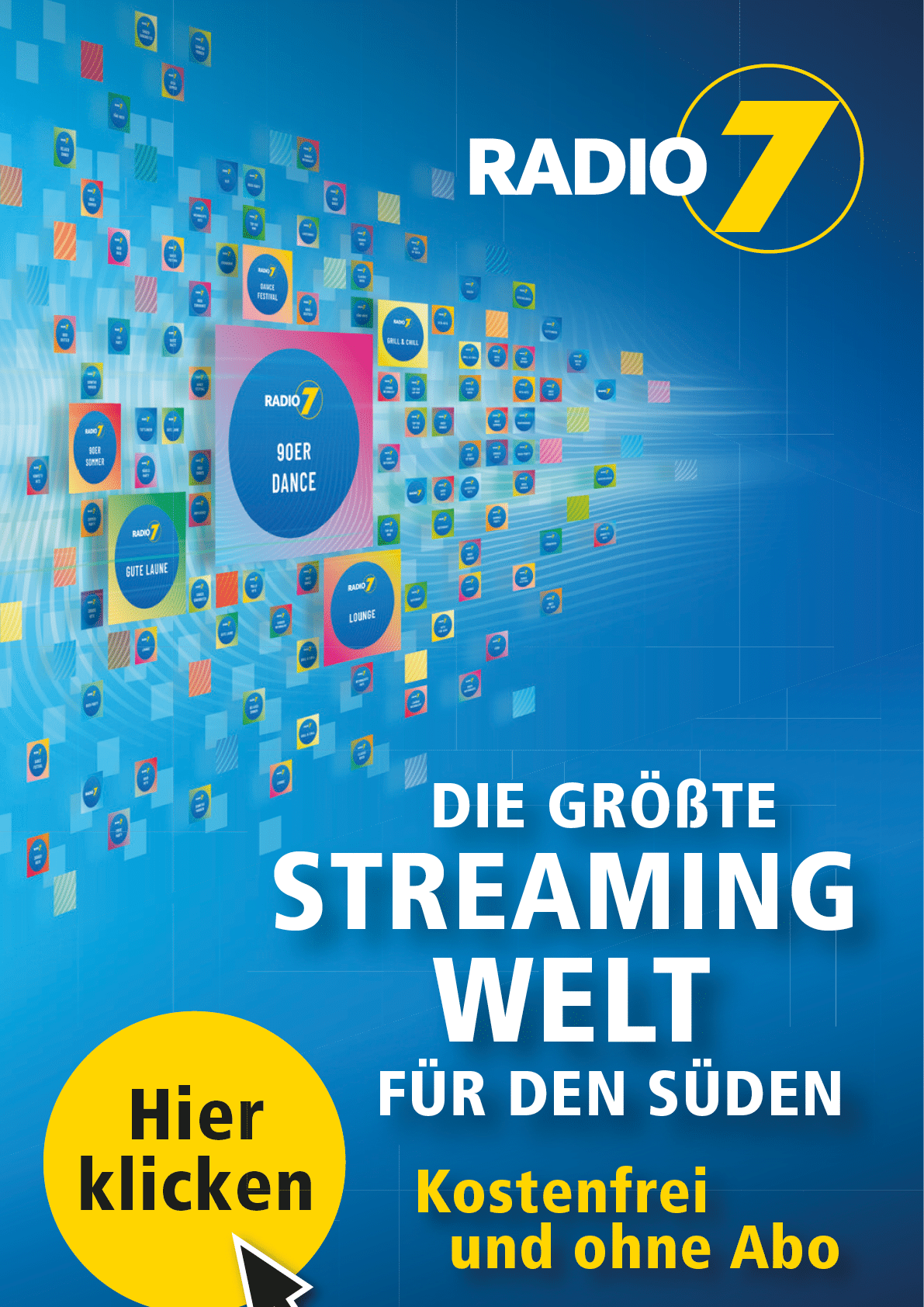 A poster advertising radio 7. Beschreibung von KI generiert