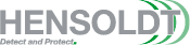 The logo features the word “HENSOLDT" in bold gray letters with three green curved lines on the right and the tagline "Detect and Protect" in italic gray text below. Beschreibung von KI generiert